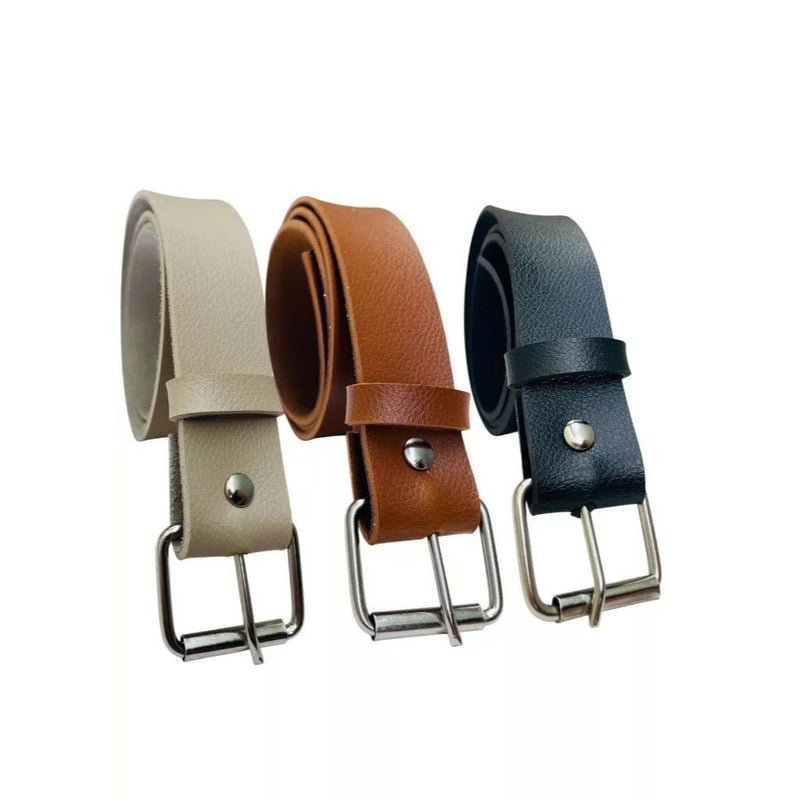 Conjunto com 3 Cintos Femininos Elegantes da Moda com Fivela Prata