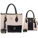 Conjunto 3 Bolsas Femininas em Tecido Médio + Carteira  Estilo Paris Elegante