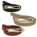 Kit 3 Cintos Femininos Dourados com Fivela Alongada para Vestido, Short e Calça de Alfaiataria