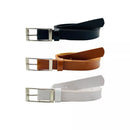Conjunto com 3 Cintos Femininos Finos 2cm Elegantes para Calça Social Alfaiataria Fivela Prata Plus Size