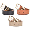 Kit 3 Cintos Femininos Elegantes com Fivela em Dourado – Moda Atual