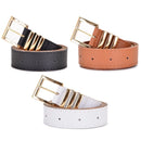 Kit 3 Cintos Femininos Elegantes com Fivela em Dourado – Moda Atual