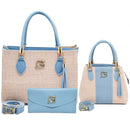 Conjunto 3 Bolsas Femininas em Tecido Médio + Carteira  Estilo Paris Elegante