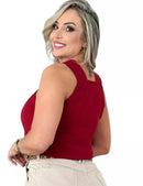 Blusa Duna Elegante Feminina Gola Transpassada com Nó