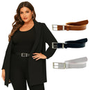Conjunto com 3 Cintos Femininos Finos 2cm Elegantes para Calça Social Alfaiataria Fivela Prata Plus Size