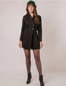 Macaquinho de Camurça Estilo Blazer Manga Longa