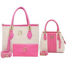 Conjunto 3 Bolsas Femininas em Tecido Médio + Carteira  Estilo Paris Elegante