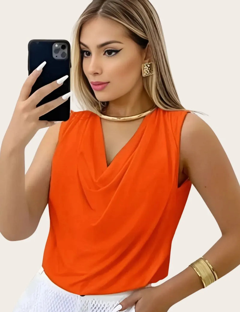 Regata Feminina de Suplex Gola Redonda Básica para o Verão