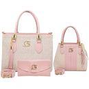 Conjunto 3 Bolsas Femininas em Tecido Médio + Carteira  Estilo Paris Elegante
