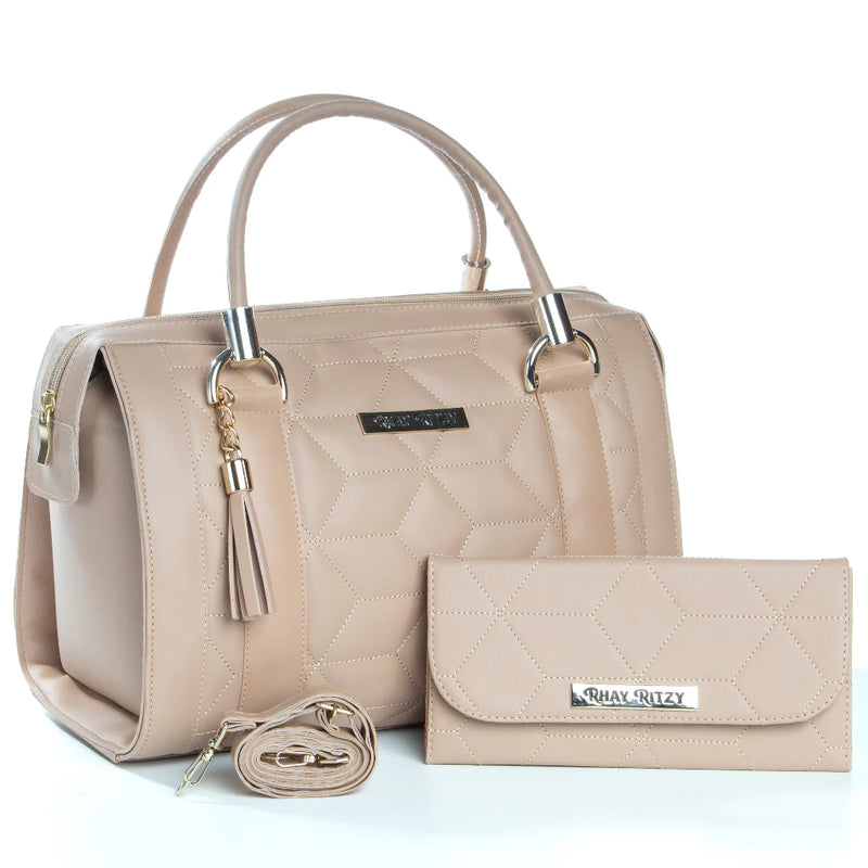 Conjunto Bolsa Baú + Carteira Feminina  Versátil com Alça Transversal e de Mão