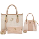 Conjunto 3 Bolsas Femininas em Tecido Médio + Carteira  Estilo Paris Elegante