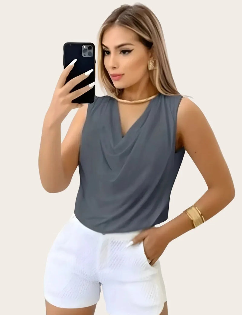 Regata Feminina de Suplex Gola Redonda Básica para o Verão