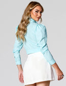 Blusa Cropped Manga Bufante Elegante