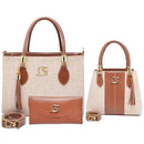 Conjunto 3 Bolsas Femininas em Tecido Médio + Carteira  Estilo Paris Elegante
