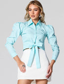 Blusa Cropped Manga Bufante Elegante