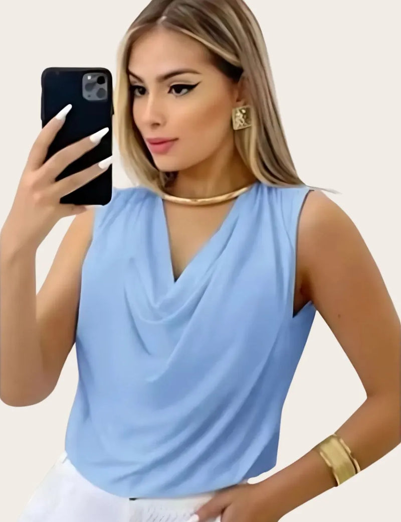 Regata Feminina de Suplex Gola Redonda Básica para o Verão