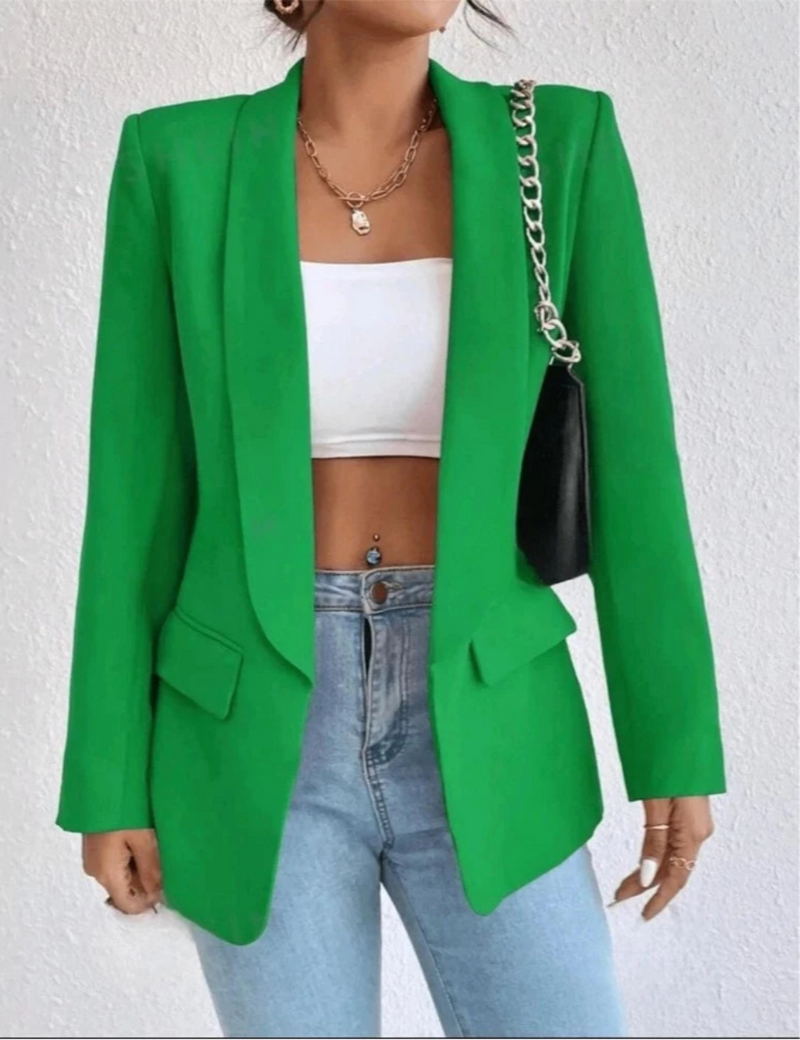 Blazer Feminino Longo Estilo Alfaiataria Social com Manga Longa