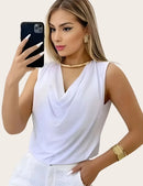 Regata Feminina de Suplex Gola Redonda Básica para o Verão