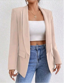 Blazer Feminino Longo Estilo Alfaiataria Social com Manga Longa