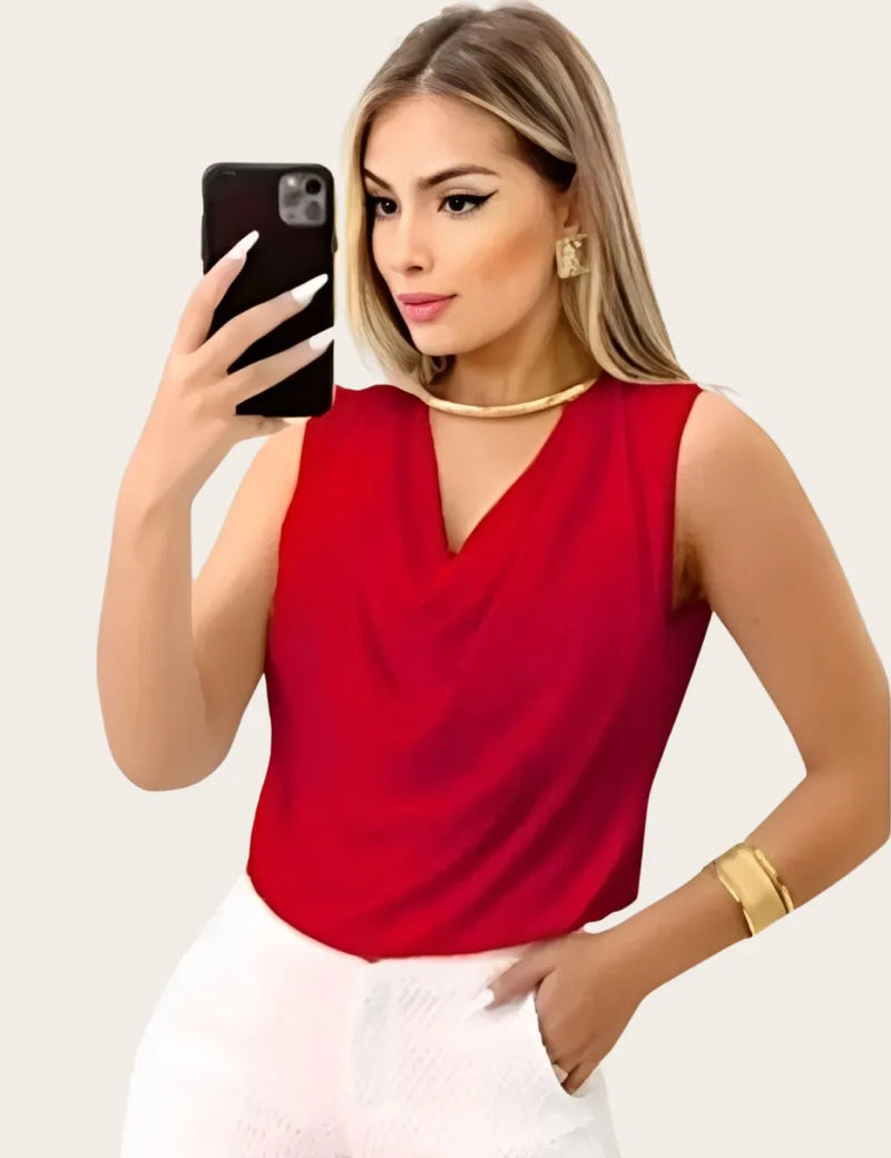 Regata Feminina de Suplex Gola Redonda Básica para o Verão