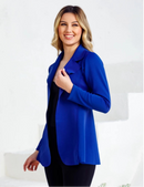 Blazer Feminino Alongado em Neoprene Acinturado – Estilo Sobretudo Moderno e Elegante