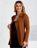 Blazer Feminino Alongado em Neoprene Acinturado – Estilo Sobretudo Moderno e Elegante