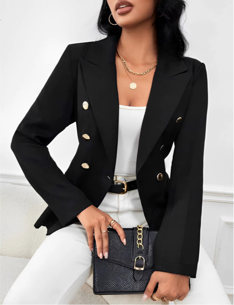Blazer Feminino com Gola Lapela – Estilo Casaco Elegante