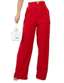 Calça Pantalona Feminina de Alfaiataria com Amarração – Cintura Alta, Tecido Leve e Elegante