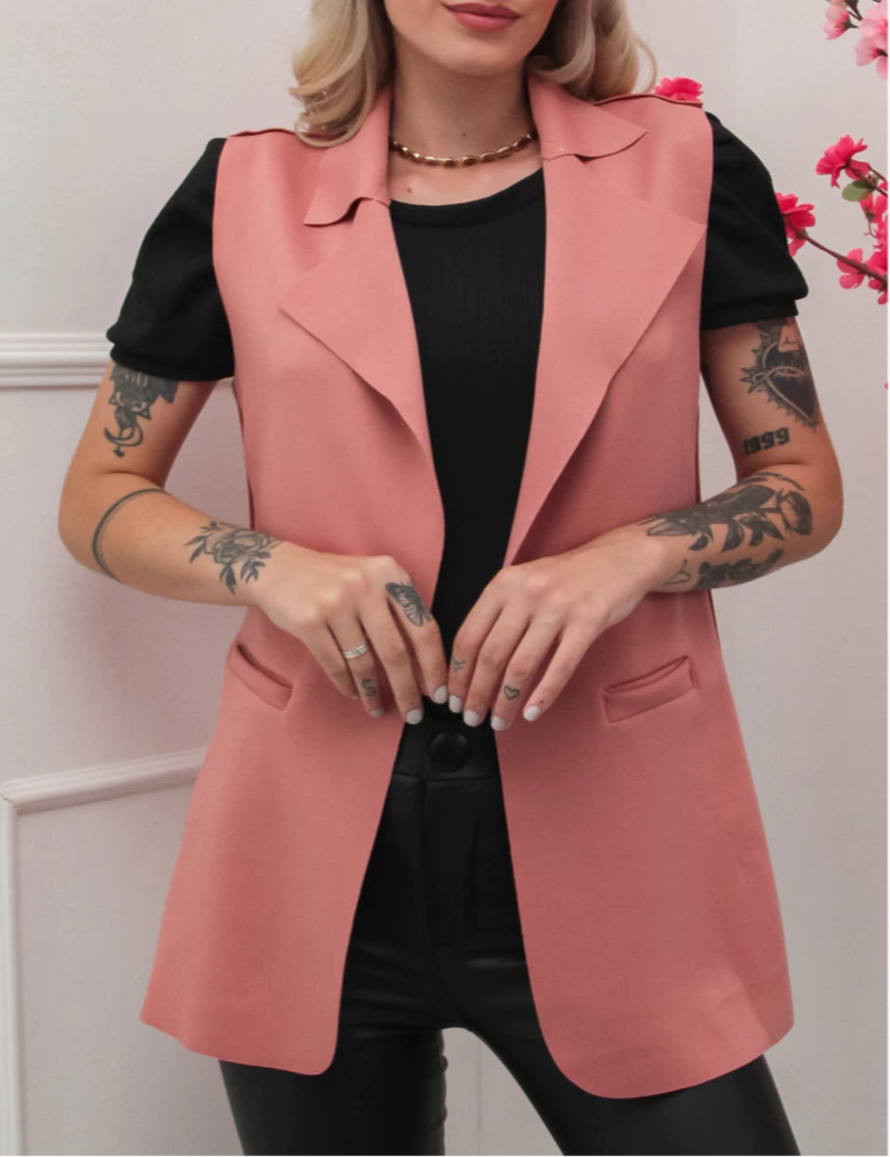 Colete Feminino Longo em Tecido Social com Elastano
