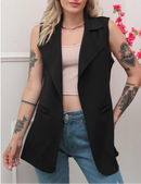 Colete Feminino Longo em Tecido Social com Elastano