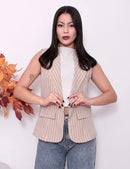 Colete Feminino Social de Alfaiataria – Detalhe de Bolso Decorativo