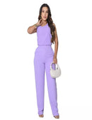 Conjunto Feminino Duna Forrado Blusa + Calça Wide Leg Coleção Nova