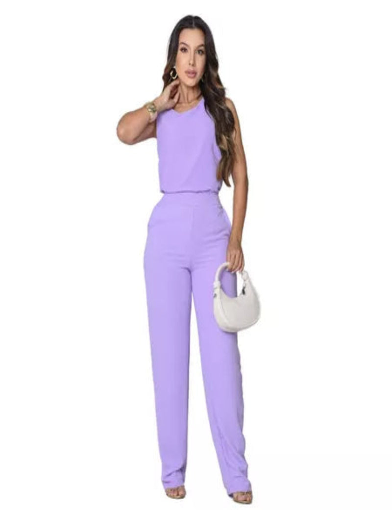 Conjunto Feminino Duna Forrado Blusa + Calça Wide Leg Coleção Nova