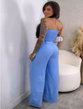 Conjunto Feminino Elegante em Alfaiataria – Blusa Tomara Que Caia com Elástico nas Costas e Calça Pantalona