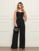 Conjunto Feminino Elegante em Alfaiataria com Regata de Alça nas Costas e Calça Social Longa