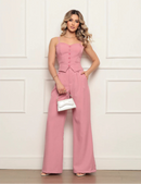 Conjunto Feminino Elegante em Alfaiataria com Regata de Alça nas Costas e Calça Social Longa