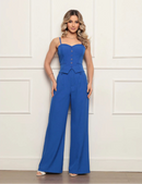 Conjunto Feminino Elegante em Alfaiataria com Regata de Alça nas Costas e Calça Social Longa