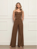 Conjunto Feminino Elegante em Alfaiataria com Regata de Alça nas Costas e Calça Social Longa