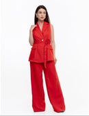 Conjunto Feminino com Calça Pantalona Social e Blazer Colete Elegante