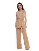 Conjunto Feminino com Calça Pantalona Social e Blazer Colete Elegante