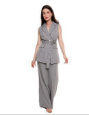 Conjunto Feminino com Calça Pantalona Social e Blazer Colete Elegante