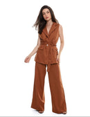 Conjunto Feminino com Calça Pantalona Social e Blazer Colete Elegante