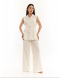Conjunto Feminino com Calça Pantalona Social e Blazer Colete Elegante