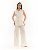 Conjunto Feminino com Calça Pantalona Social e Blazer Colete Elegante