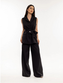 Conjunto Feminino com Calça Pantalona Social e Blazer Colete Elegante