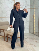 Conjunto Social Feminino – Blazer e Calça em Alfaiataria Sofisticada