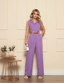 Conjunto Social Feminino com Colete e Calça Longa