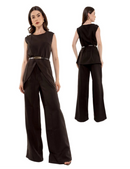 Conjunto de Alfaiataria Feminino com Colete Max Preto e Calça Pantalona Elegante