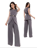 Conjunto de Alfaiataria Feminino com Colete Max Preto e Calça Pantalona Elegante