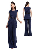 Conjunto de Alfaiataria Feminino com Colete Max Preto e Calça Pantalona Elegante